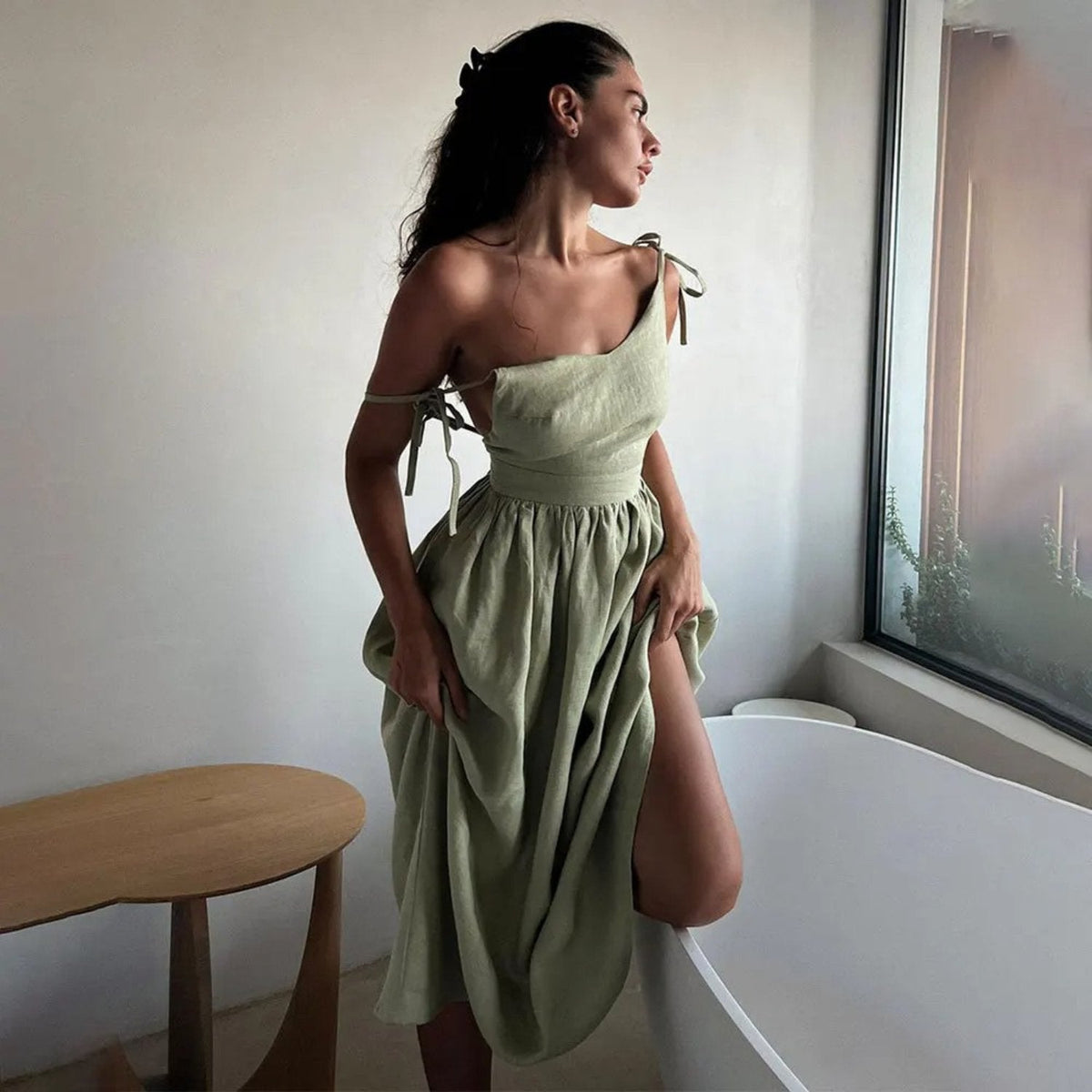 Clara | Vestido Largo Sin Mangas de Lino Elegante para Mujer en Verano 0