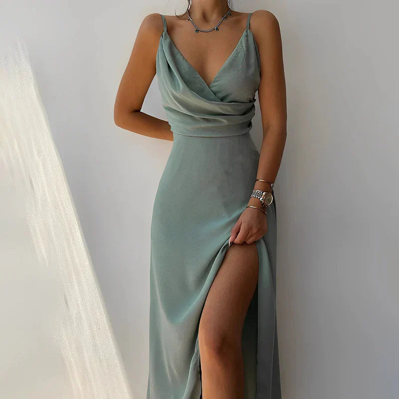 Clara | Vestido de Satén con Abertura para Mujer 1