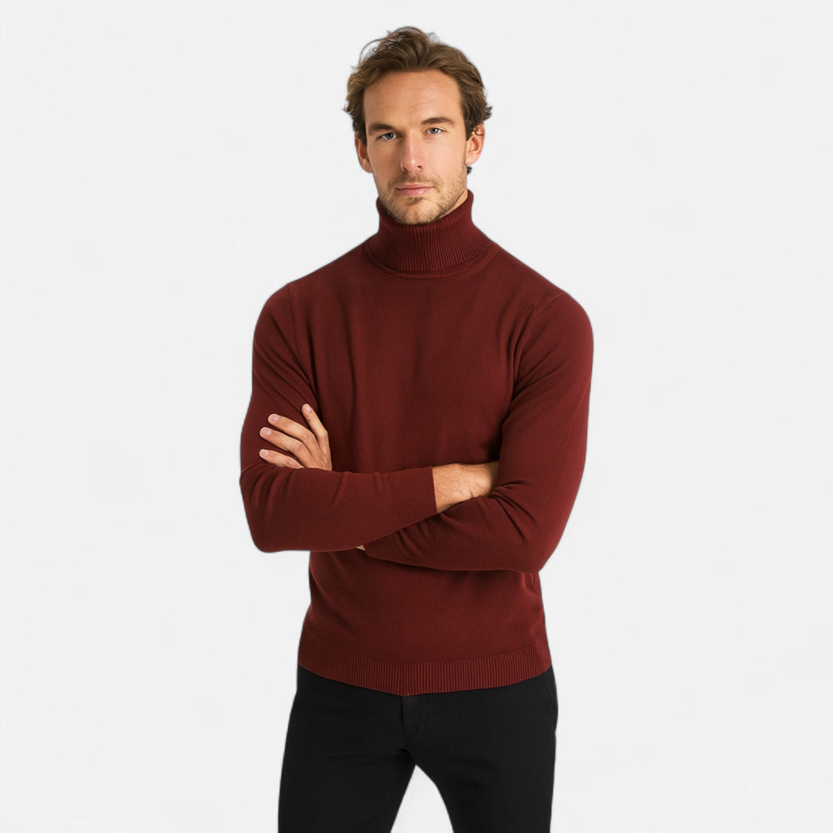 Diego | Suéter de Cuello Alto de Algodón para Hombre con Estilo Atemporal 2