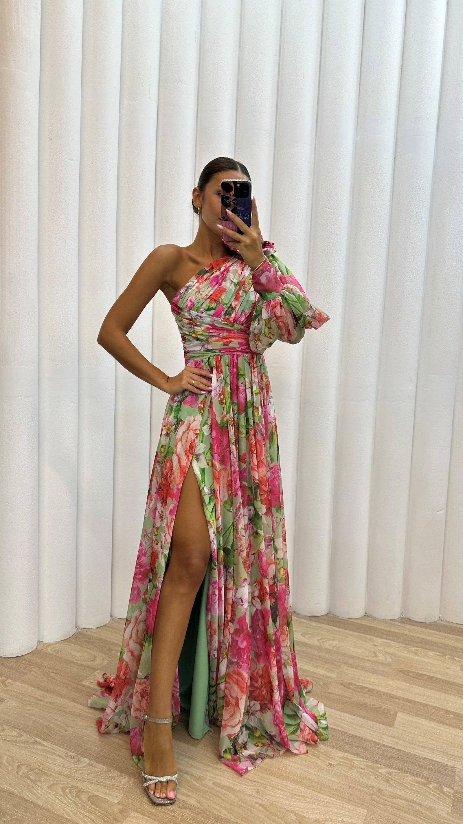 Elanisse | Vestido Largo Floral con Hombro Descubierto y Corte Elegante | Ideal para Bodas y Celebraciones 5
