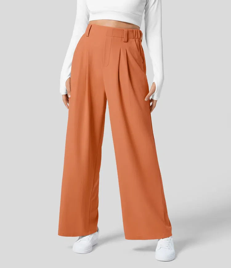 Emma | Sofisticado Pantalón Palazzo de Talle Alto en Verde Oliva 10