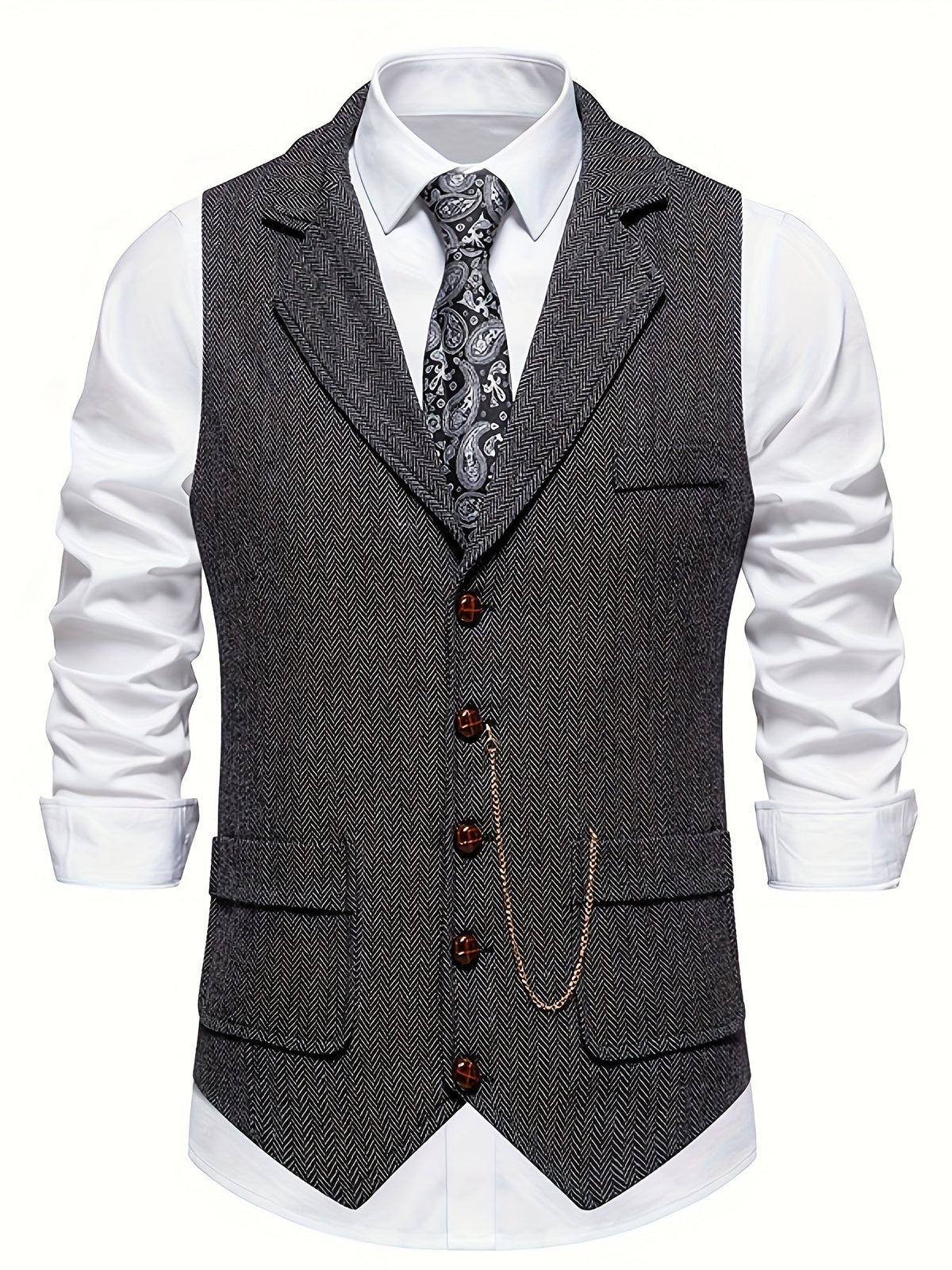 Ethan | Elegante Chaleco Hombre con Diseño de Espiga y Corte Entallado 2