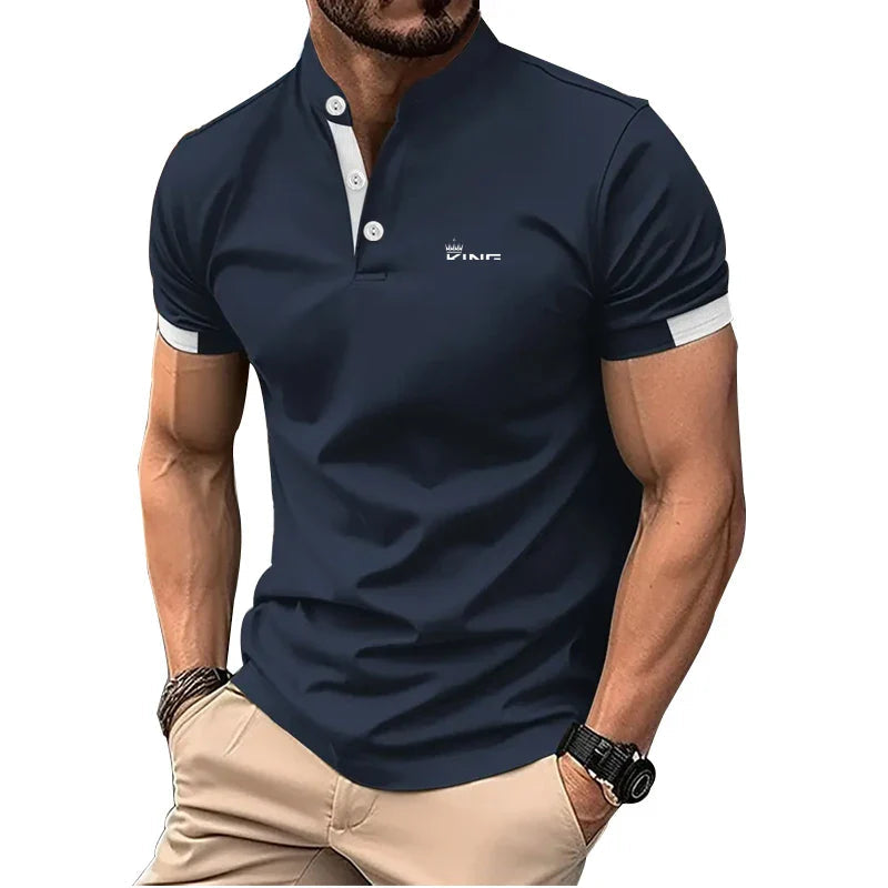 Ethan | Elegante Polo Masculino con Cuello Mao y Diseño Moderno 0