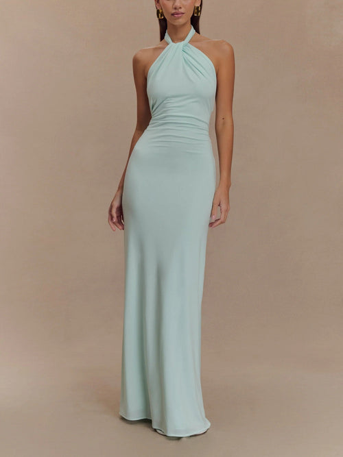 Vestido Largo Mujer | Halter Elegante con Espalda Descubierta | Ideal para Fiesta y Eventos Especiales 0