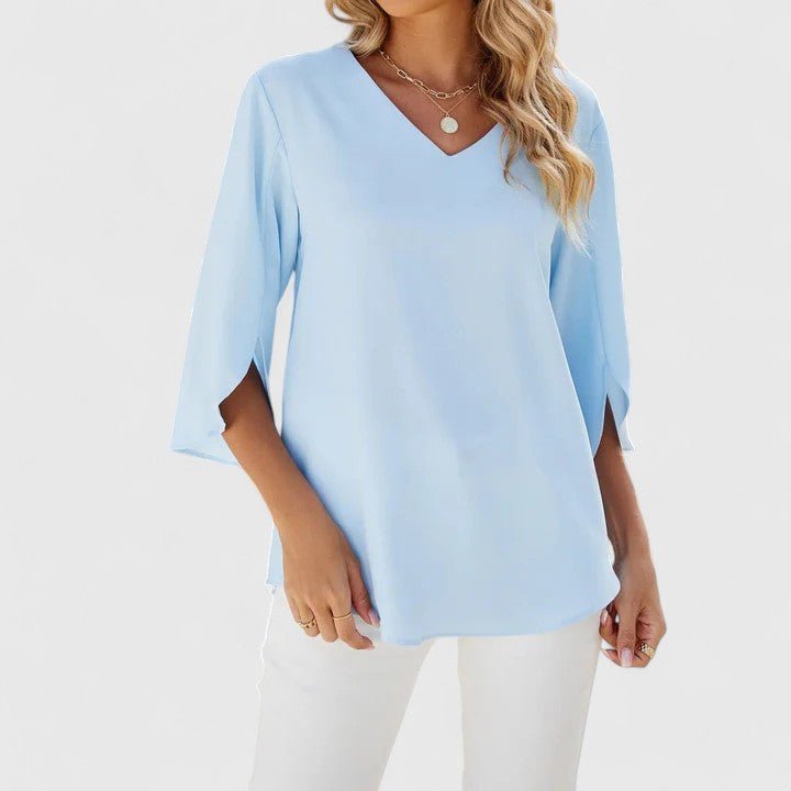 CARLA – Blusa de gasa con escote en V y volantes para mujer - Noa Lagos