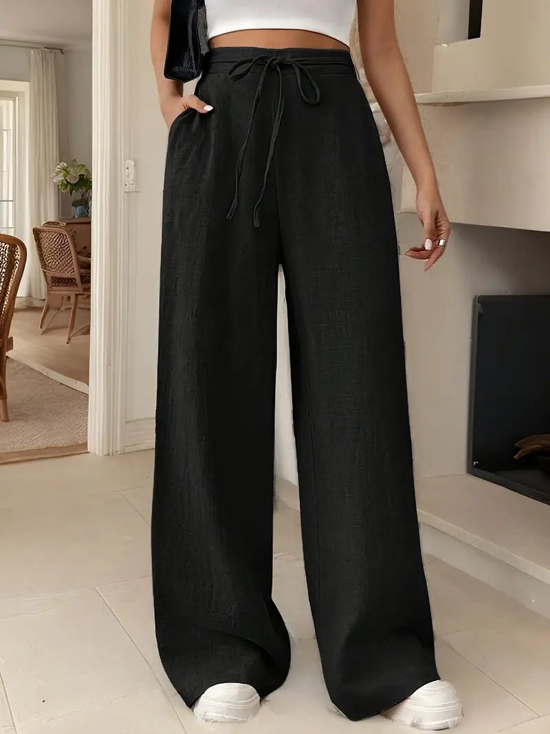 Isabel | Pantalones Anchos de Lino para Mujer con Cintura Alta y Cordón - Noa Lagos