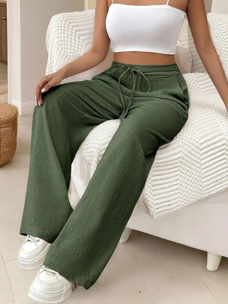 Isabel | Pantalones Anchos de Lino para Mujer con Cintura Alta y Cordón - Noa Lagos