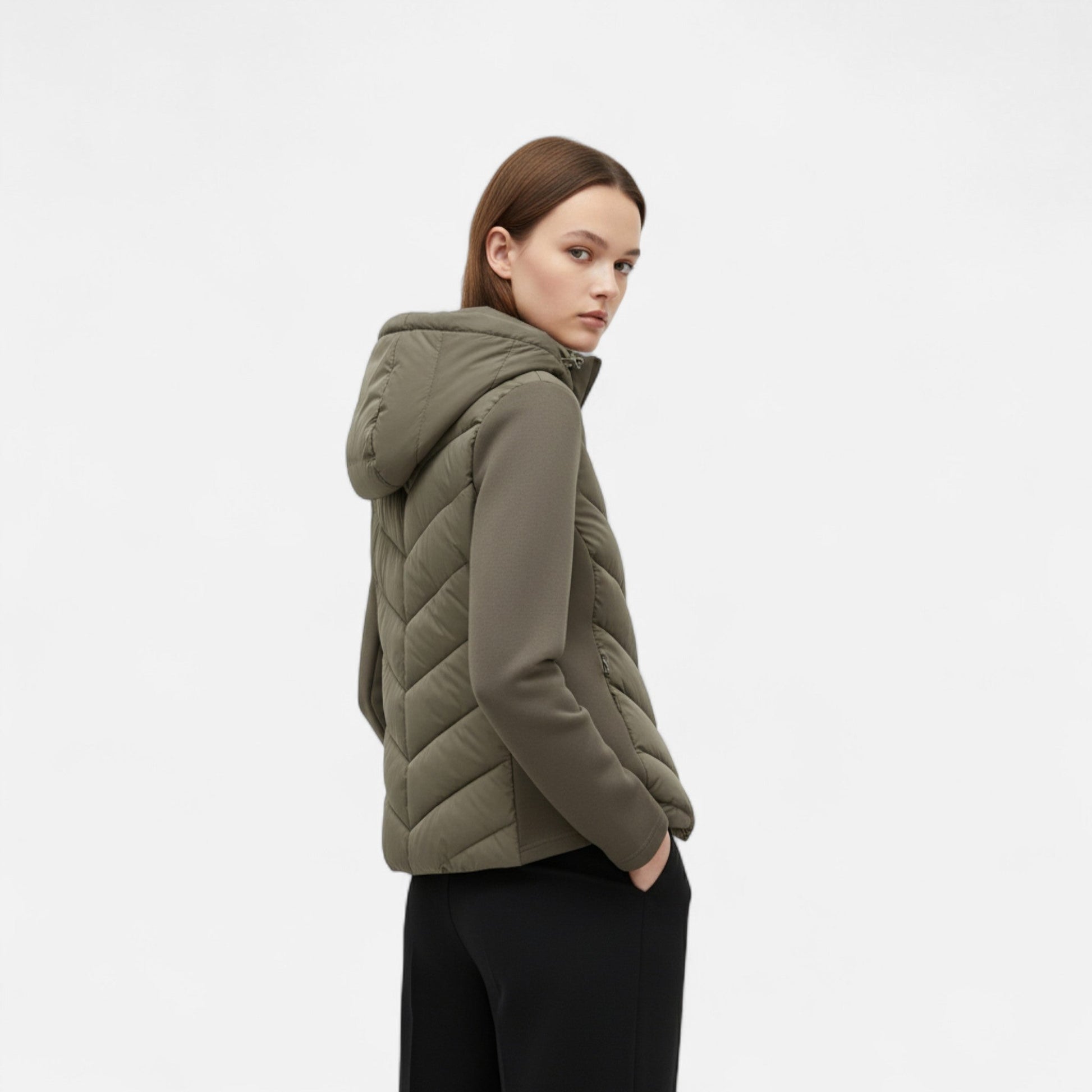 Isabella | Chaqueta de Plumas con Capucha y Patchwork para Mujer - Noa Lagos