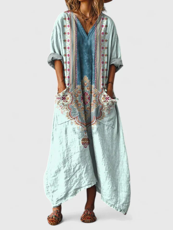Isabella | Maxi Vestido Bohemio de Algodón con Estampado Paisley para Mujer - Noa Lagos