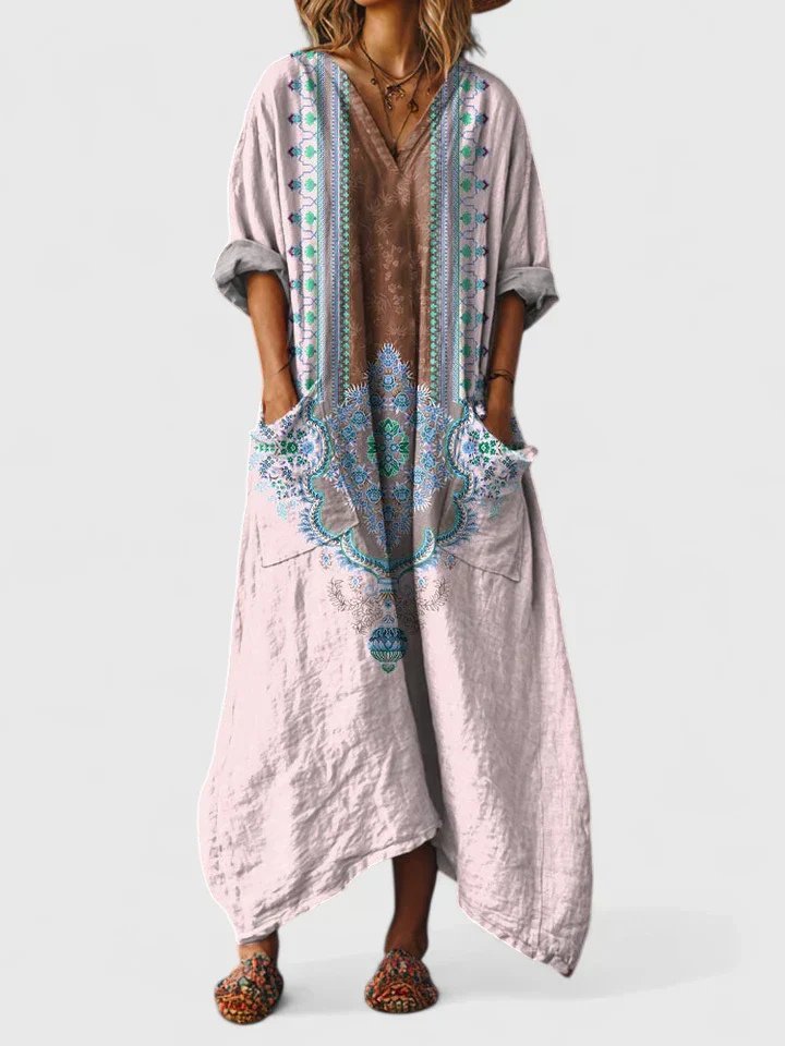 Isabella | Maxi Vestido Bohemio de Algodón con Estampado Paisley para Mujer - Noa Lagos