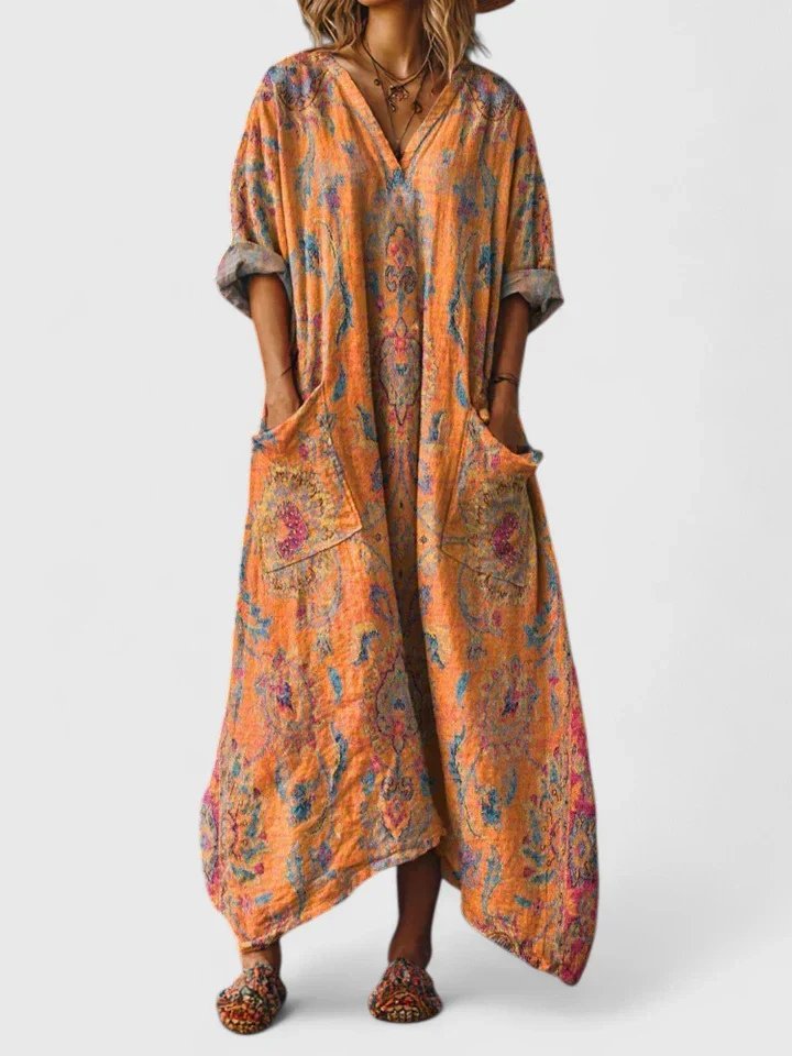 Isabella | Maxi Vestido Bohemio de Algodón con Estampado Paisley para Mujer - Noa Lagos