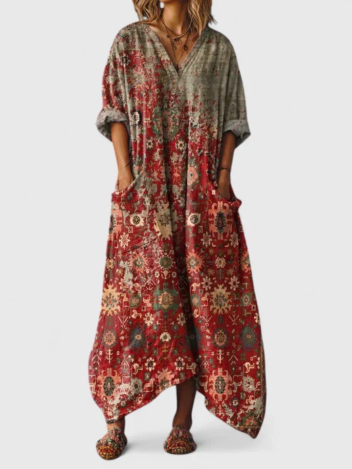 Isabella | Maxi Vestido Bohemio de Algodón con Estampado Paisley para Mujer - Noa Lagos