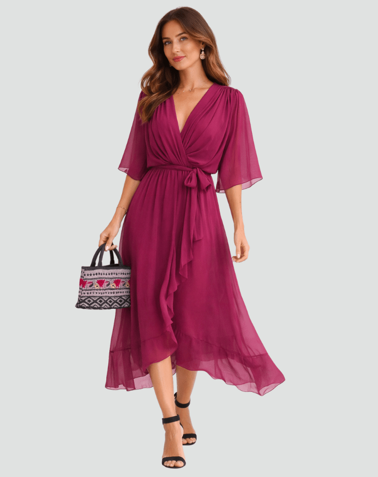 Isabella | Vestido Midi Fluido con Lazo para Mujer Elegante - Noa Lagos