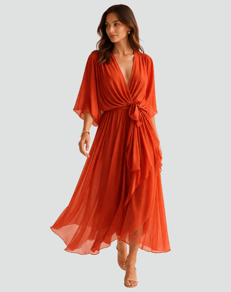 Isabella | Vestido Midi Fluido con Lazo para Mujer Elegante - Noa Lagos
