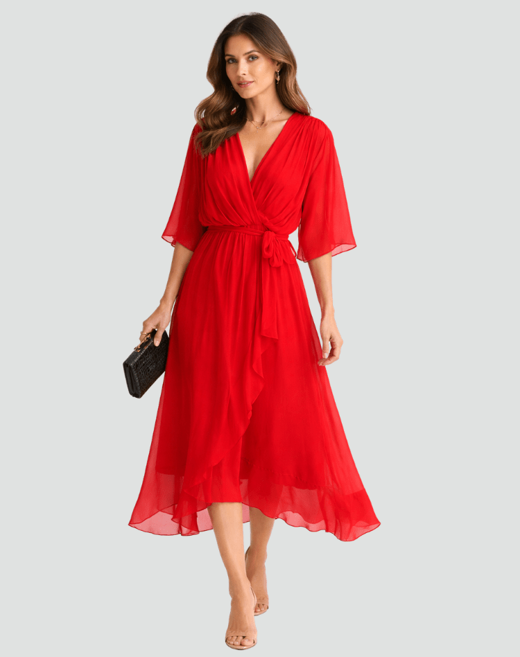 Isabella | Vestido Midi Fluido con Lazo para Mujer Elegante - Noa Lagos