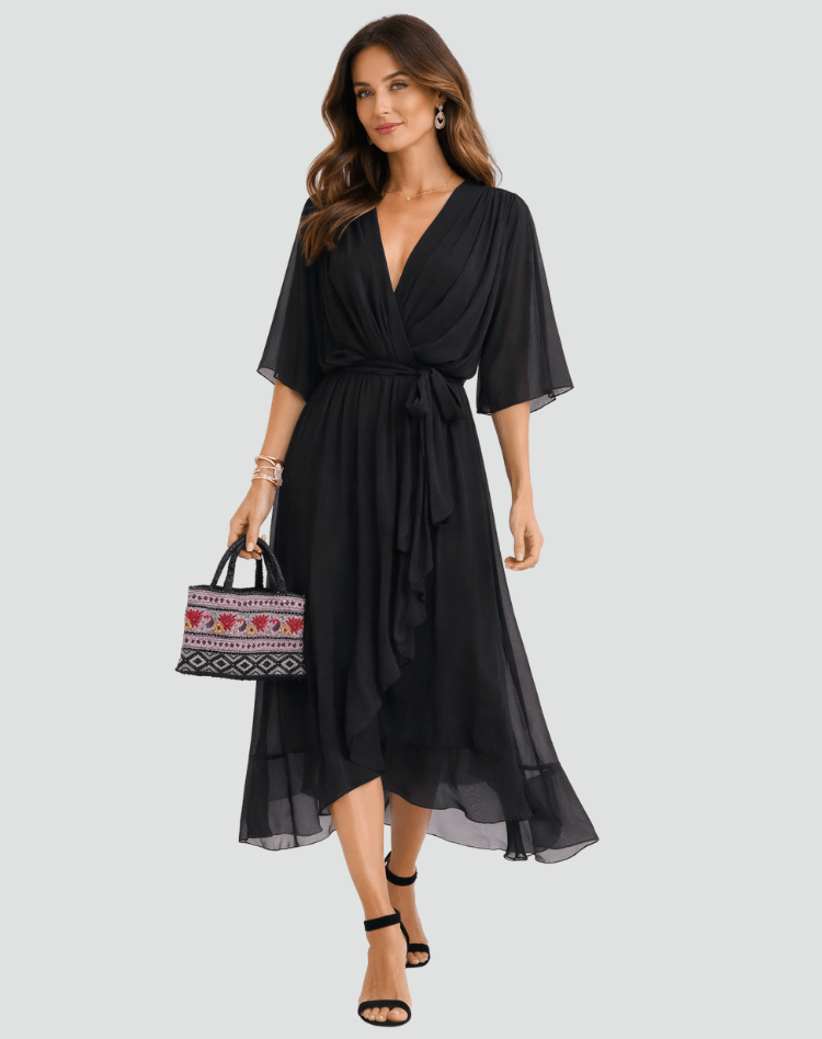Isabella | Vestido Midi Fluido con Lazo para Mujer Elegante - Noa Lagos