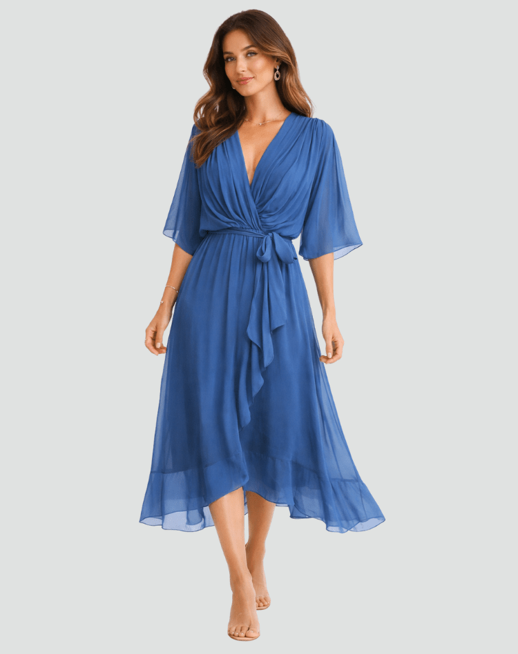 Isabella | Vestido Midi Fluido con Lazo para Mujer Elegante - Noa Lagos