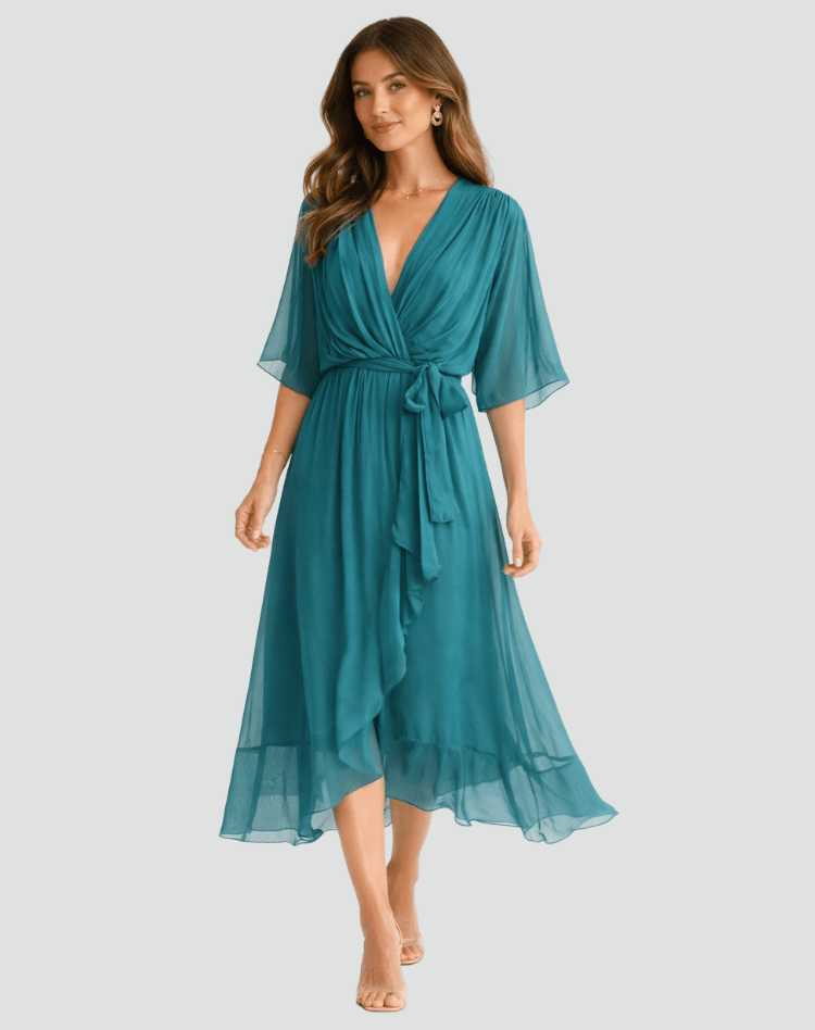 Isabella | Vestido Midi Fluido con Lazo para Mujer Elegante - Noa Lagos