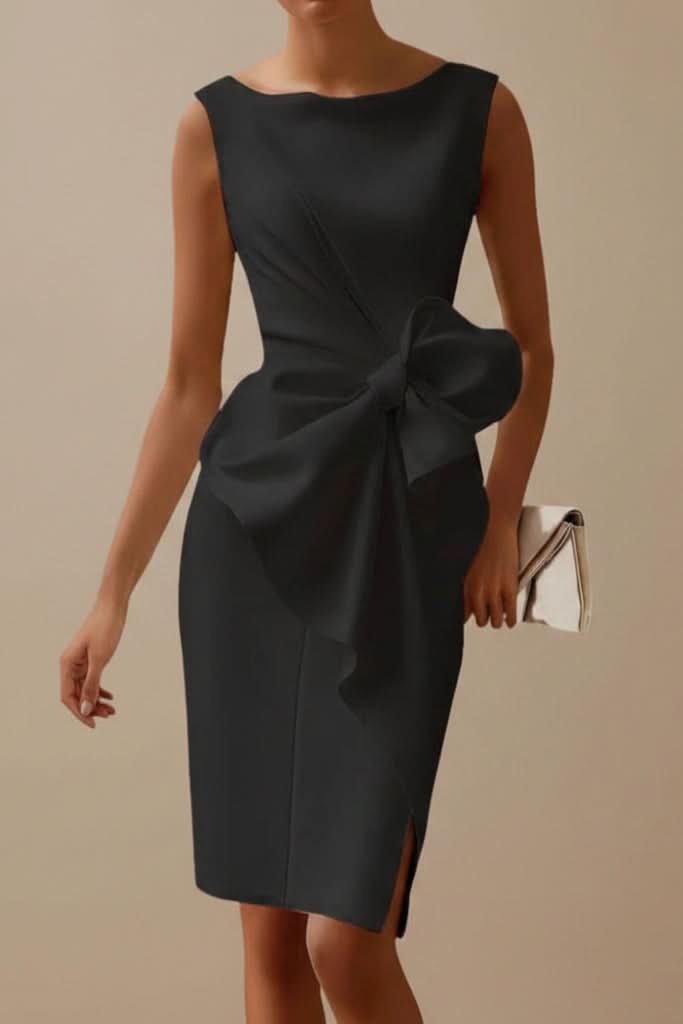 Lucía | Vestido de Cóctel Midi Sin Mangas con Lazo Lateral para Mujer - Noa Lagos