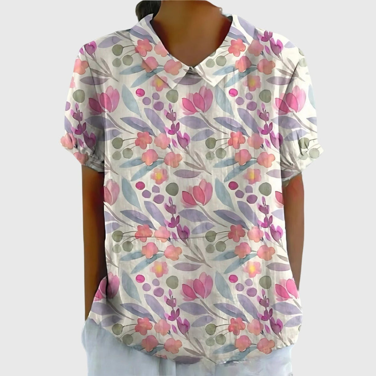 Sofía | Blusa de Lino con Estampado Botánico para Mujer - Noa Lagos