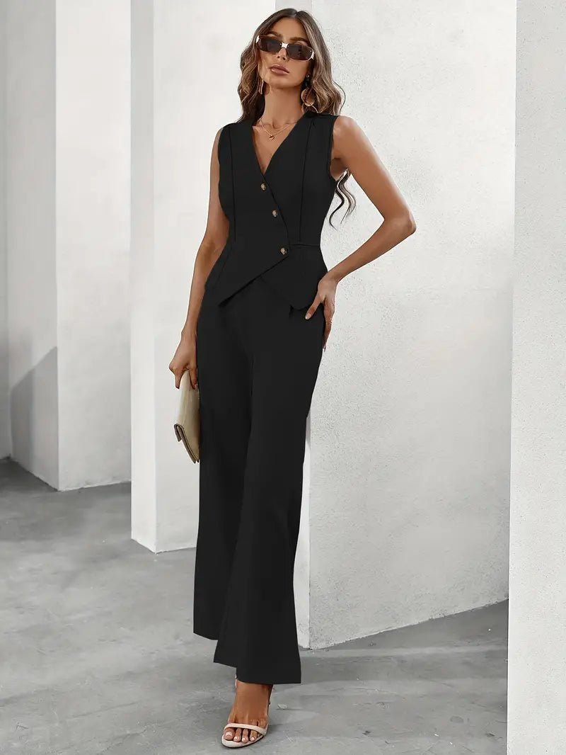 Sofia | Elegante Traje de Mujer con Chaleco y Pantalones Anchos - Noa Lagos