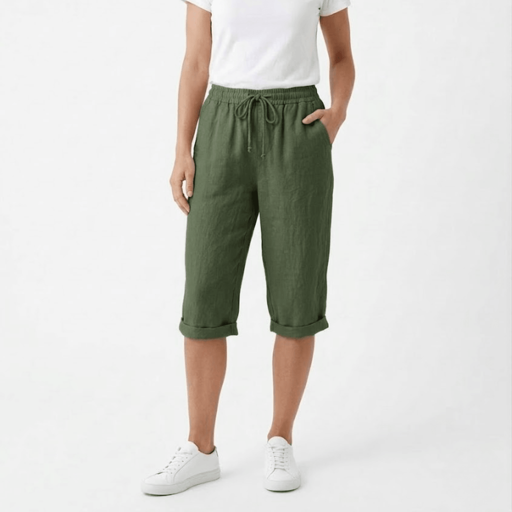 Sofía | Pantalones Cortos de Algodón y Lino para Mujer con Cintura Elástica - Noa Lagos