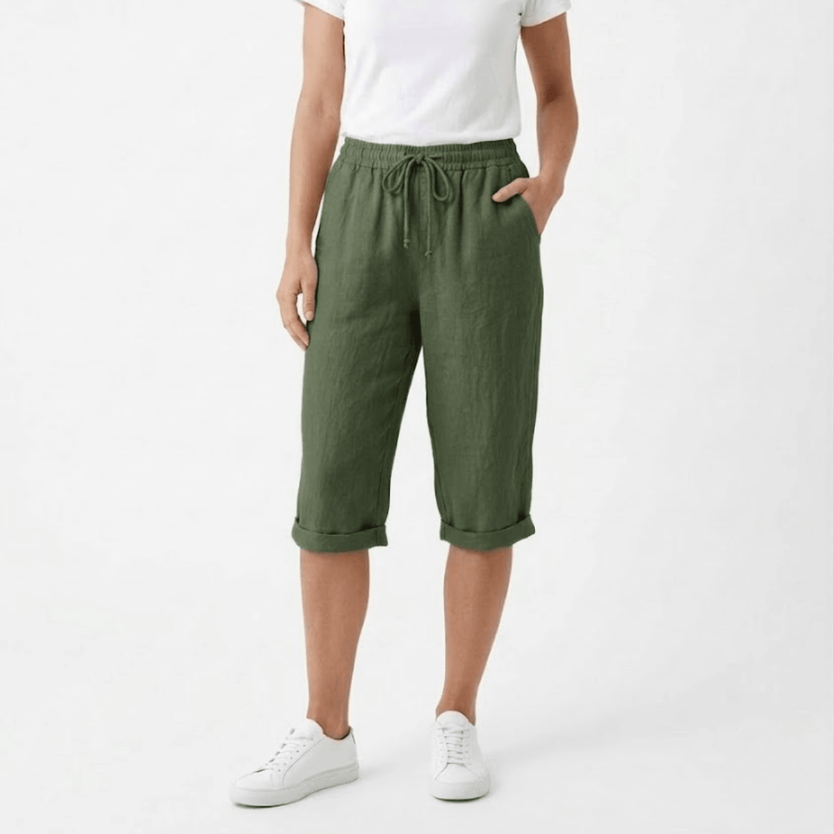 Sofía | Pantalones Cortos de Algodón y Lino para Mujer con Cintura Elástica - Noa Lagos