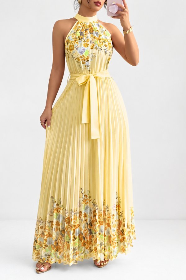Sofía | Vestido de Noche Midi Floral Plisado para Mujer - Noa Lagos