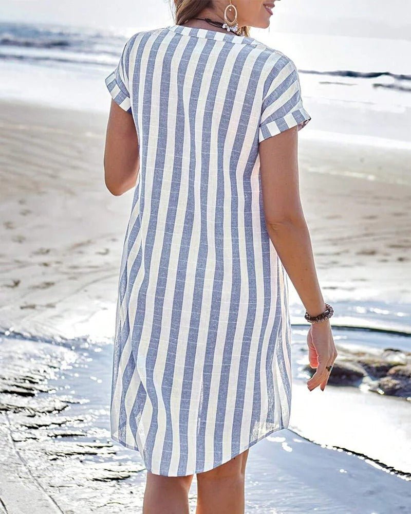 Sophie | Vestido de Verano Mujer con Escote en V y Rayas Verticales - Noa Lagos
